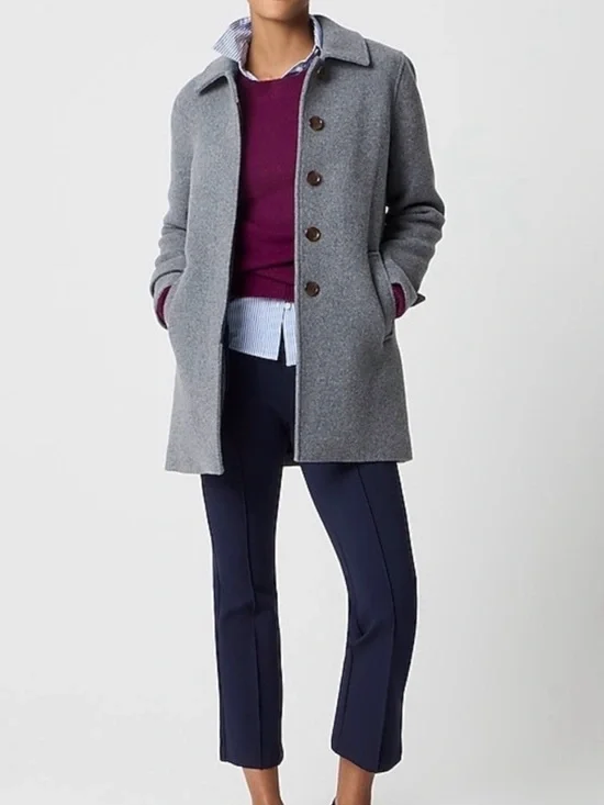 J. Crew Gray Wool-Blend Car Coat - Picture 1 of 6